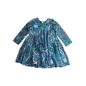 Pink Chicken Girl's Paisley 100% Silk Long Sleeve Dress Size 8Y